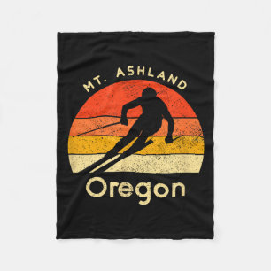 Vintage ski mt ashland oregon mountain fleece blanket