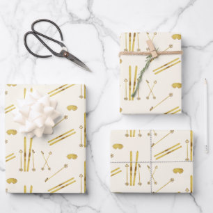 Vintage Ski Pattern  Wrapping Paper Sheet