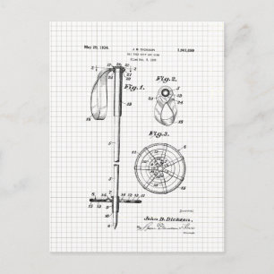 Vintage Ski Pole Patent Postcard