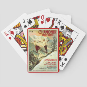 Vintage Ski Poster, Chamonix Mont Blanc Playing Cards