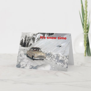 Vintage ski poster   It's snowtime! Holiday Card