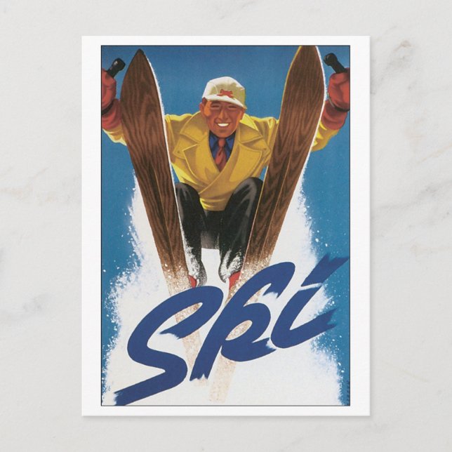 Vintage Ski Poster Postcard (Front)