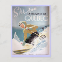 Vintage Ski Poster, Quebec