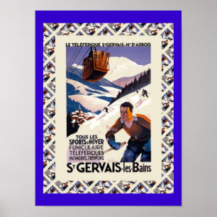 Vintage Ski Poster, Saint Gervais les Bains Poster
