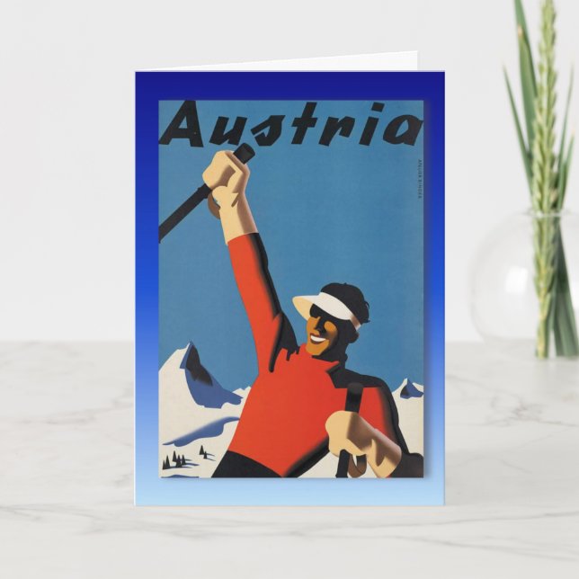 Vintage Ski Poster,  Ski Austria Card (Front)
