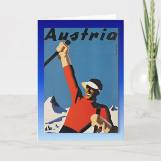 Vintage Ski Poster, Ski Austria Card