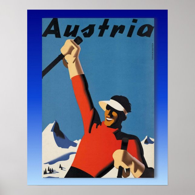 Vintage Ski Poster,  Ski Austria Poster (Front)