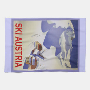 Vintage Ski Poster, Ski Austria Tea Towel