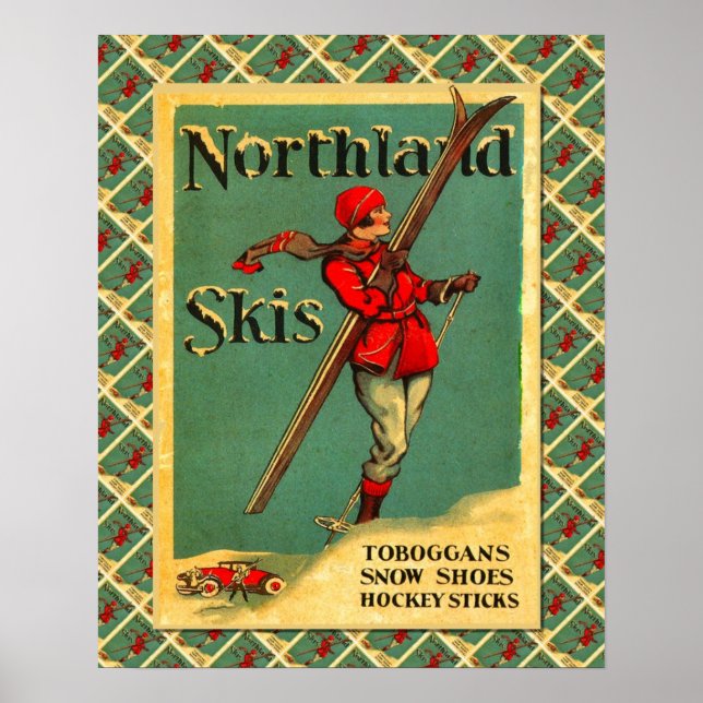 Vintage Ski poster, Ski equipment Neuchatel Poster (Front)