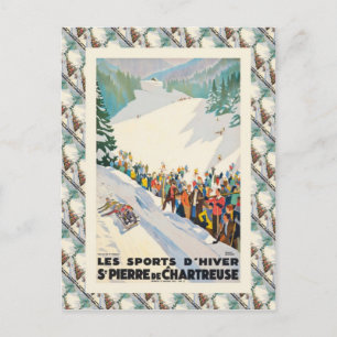Vintage Ski Poster,  St Pierre de Chartreuse Postcard