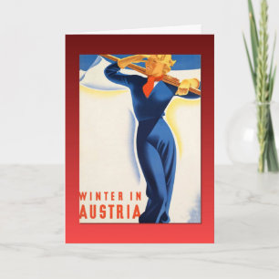 Vintage Ski poster, Winter in Austria Holiday Card