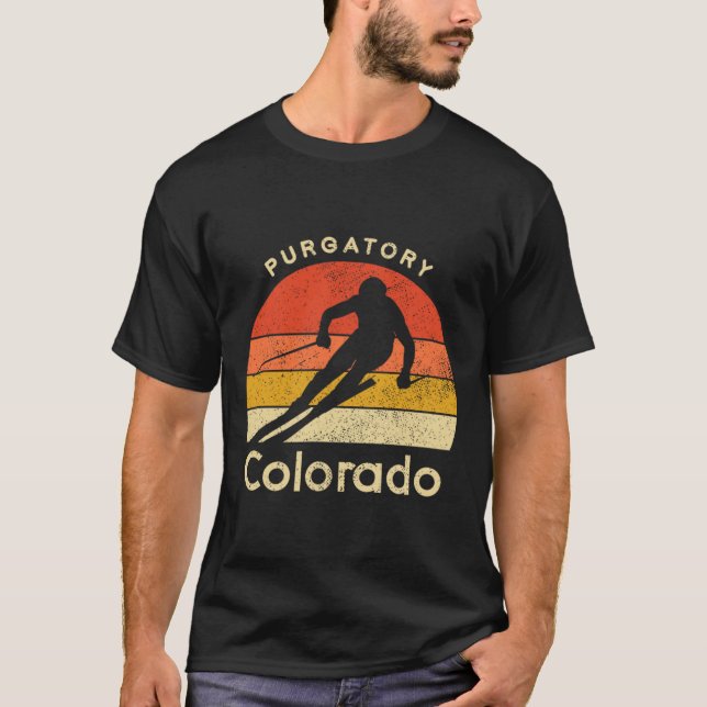 Vintage Ski Purgatory Colorado Mountain  T-Shirt (Front)