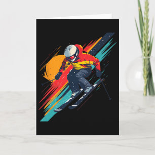 Vintage Ski Racer Design - Retro Card