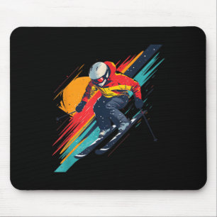 Vintage Ski Racer Design - Retro, Vibrant Skiing A Mouse Pad
