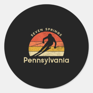 Vintage Ski Seven Springs Pennsylvania Mountain Classic Round Sticker