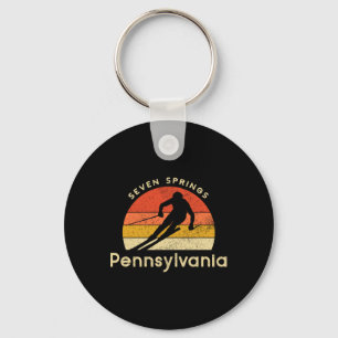 Vintage Ski Seven Springs Pennsylvania Mountain Key Ring