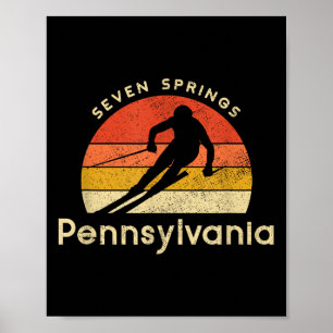Vintage Ski Seven Springs Pennsylvania Mountain Poster