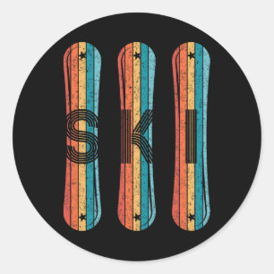 Vintage Ski Shirt For Men Women 80s 90s Snowboardi Classic Round Sticker
