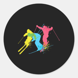 Vintage Ski Skiing Gifts For Men Classic Round Sticker