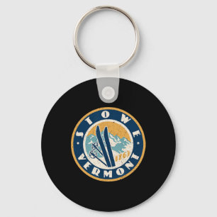 Vintage Ski Slopes Stowe Vermont Skiing Dge Key Ring