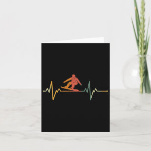 Vintage Ski Snowboarder Gift Heartbeat Snowboardin Card