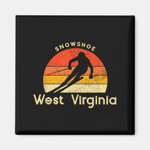 Vintage ski snowshoe west virginia mountain  magnet