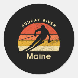 Vintage Ski Sunday River Maine Mountain  Classic Round Sticker
