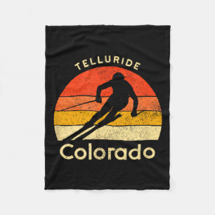 Vintage ski telluride colorado mountain fleece blanket