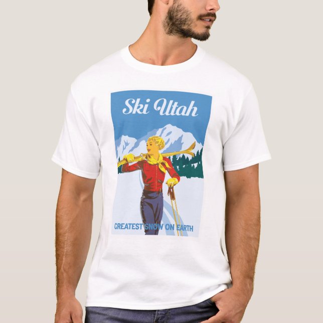 Vintage Ski Utah Poster T-Shirt (Front)