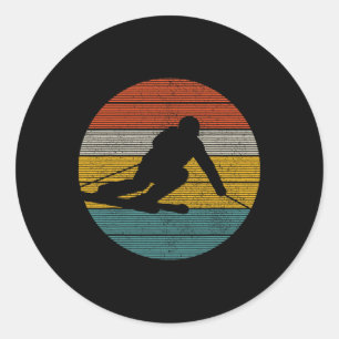 Vintage Ski Winter Sports Racing Downhill Skier Gi Classic Round Sticker