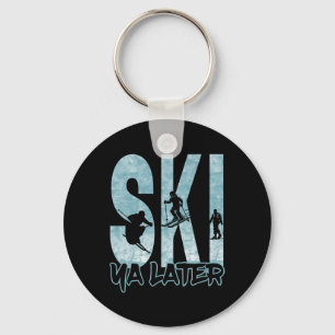 Vintage Ski Ya Later Funny Skier Winter Sports Wom Key Ring