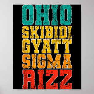 Vintage Skibidi Rizz Ohio Sigma Funny Rizzler Graf Poster