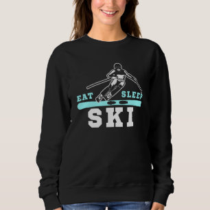 Vintage Skier Gif Eat Sleep Ski Skiing Sweatshirt