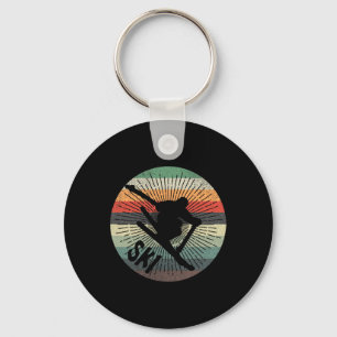 Vintage Skier Ski Skiing Mountains Winter Sports F Key Ring