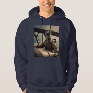 "Vintage Skies: The Kangaroo Pilot in Old Plane Hoodie
