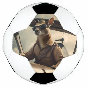 "Vintage Skies: The Kangaroo Pilot in Old Plane Soccer Ball