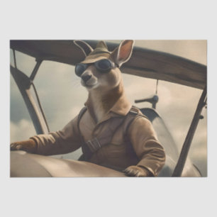 "Vintage Skies: The Kangaroo Pilot in Old Plane Tissue Paper