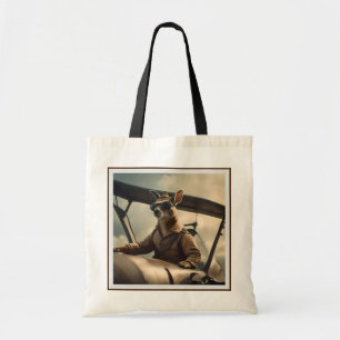 "Vintage Skies: The Kangaroo Pilot in Old Plane Tote Bag