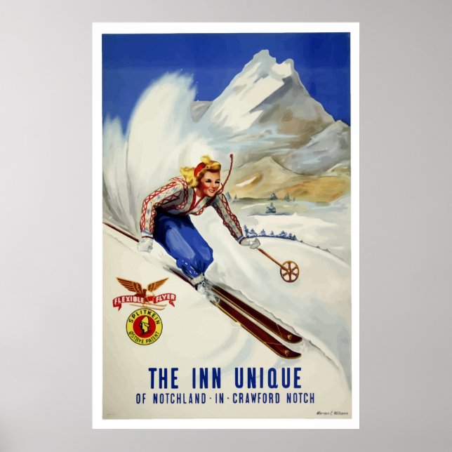 Vintage Skiing Airline Travel Poster (Front)