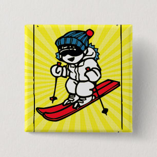 Vintage Skiing Design skiing lover skiing gift 15 Cm Square Badge
