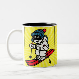 Vintage Skiing Design skiing lover skiing gift Two-Tone Coffee Mug