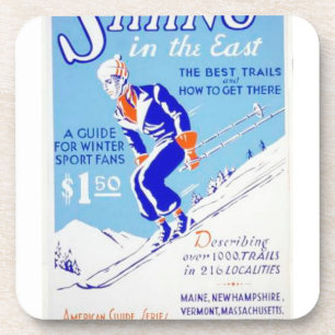 Vintage Skiing in the East WPA Poster Coaster