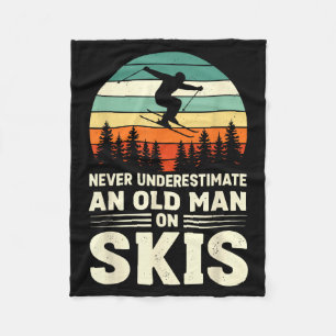 Vintage skiing shirt underestimate an old man on fleece blanket