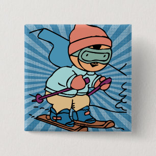 Vintage Skiing skiing lover skiing funny ski 15 Cm Square Badge