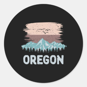 Vintage Skiing T Shirt Oregon Snowboarding Mountai Classic Round Sticker