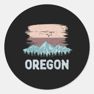 Vintage Skiing T Shirt Oregon Snowboarding Mountai Classic Round Sticker