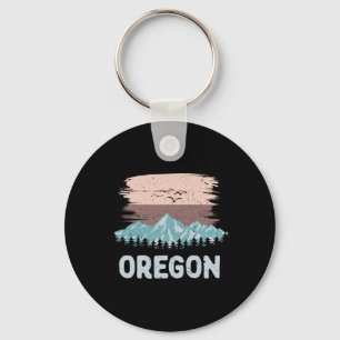 Vintage Skiing T Shirt Oregon Snowboarding Mountai Key Ring