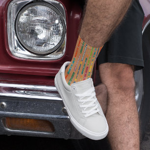 Vintage Skis Light Brown Patterned Socks