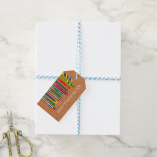 Vintage Skis on Brown Personalised Message Gift Tags