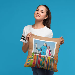 Vintage Skis Photo Keepsake Cushion